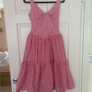 Red and White Striped Maxi Dress